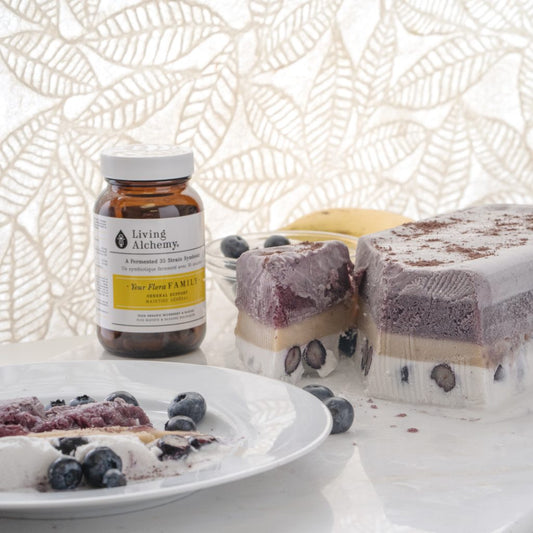 Recette: gâteau à la crème glacée végétalienne de Brumeberre probiotique cru
