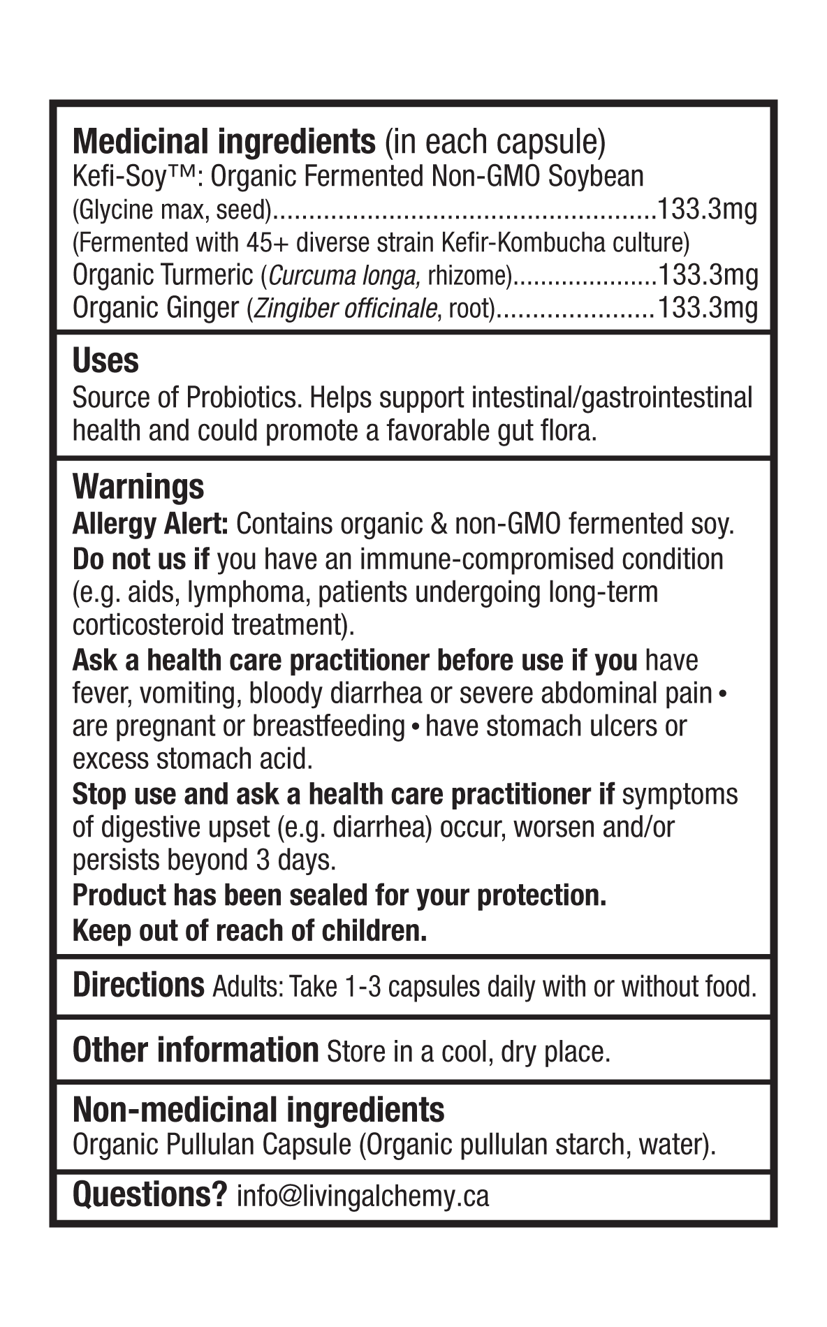 Your Flora Soothe Nutrition Labelling