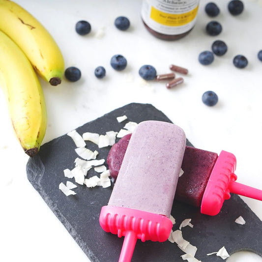 Recette: Popsicles de banane aux bleuets probiotiques végétaliens (GF)