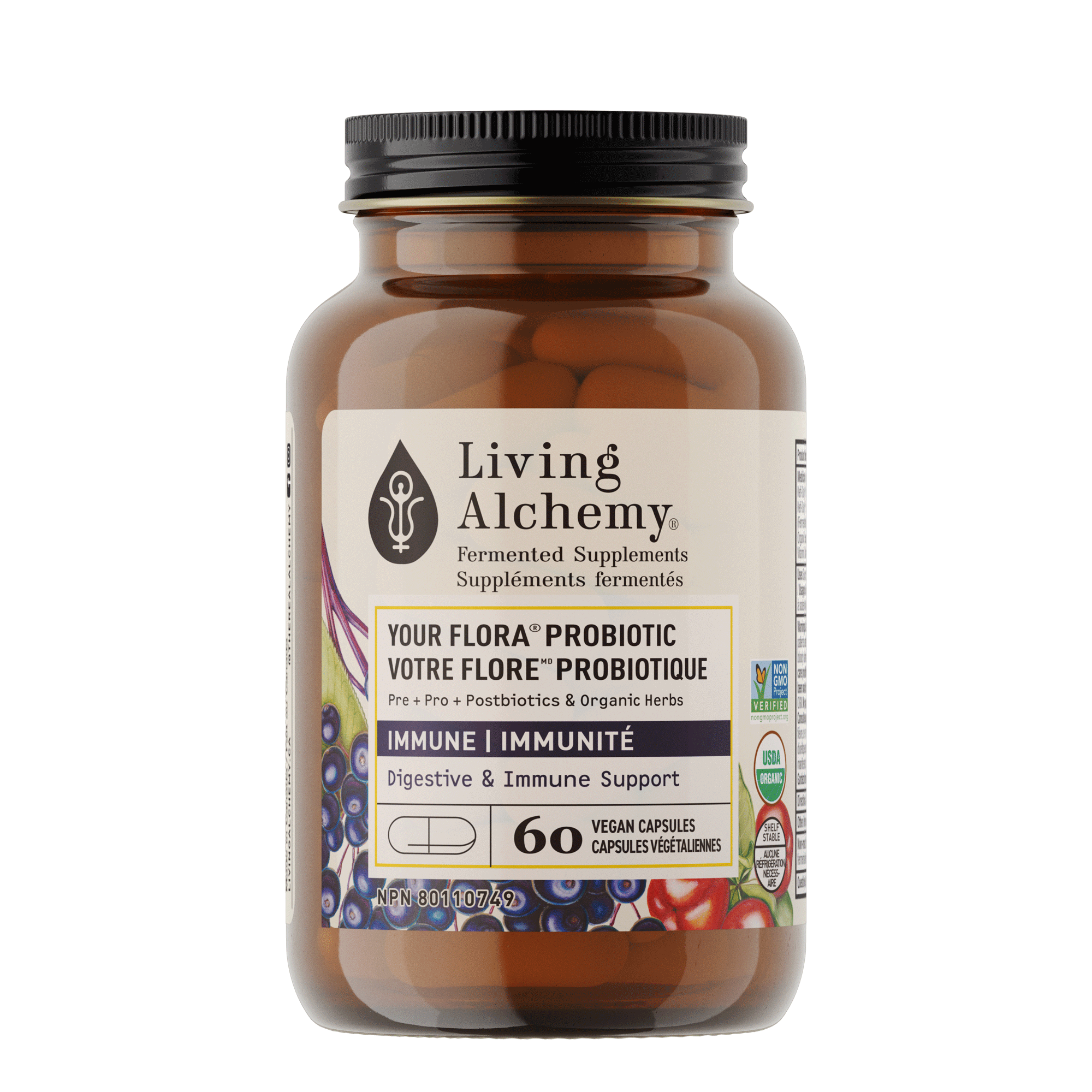 Your Flora Probiotic Immune fermented supplement bottle from Living Alchemy