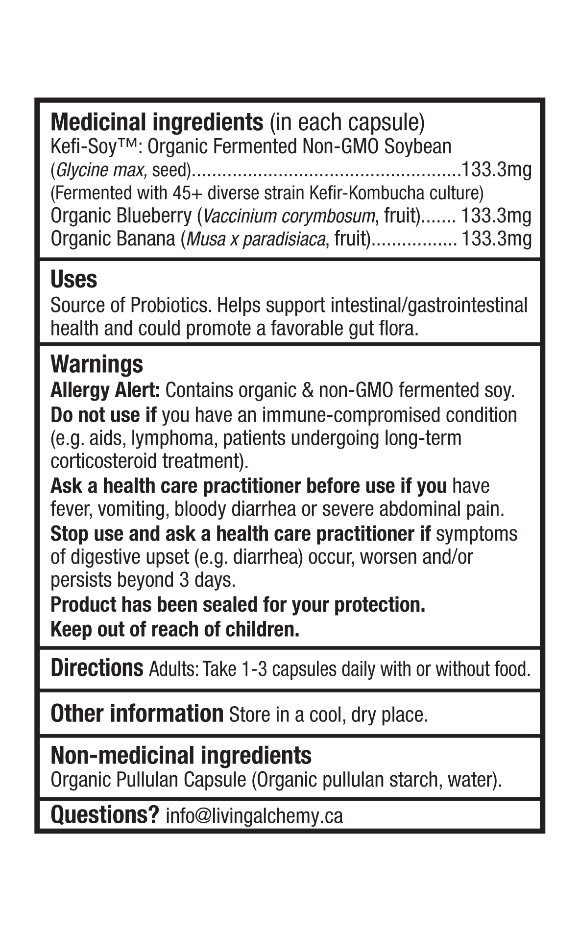 Votre étiquetage de nutrition de Votre flore® probiotique familiale
