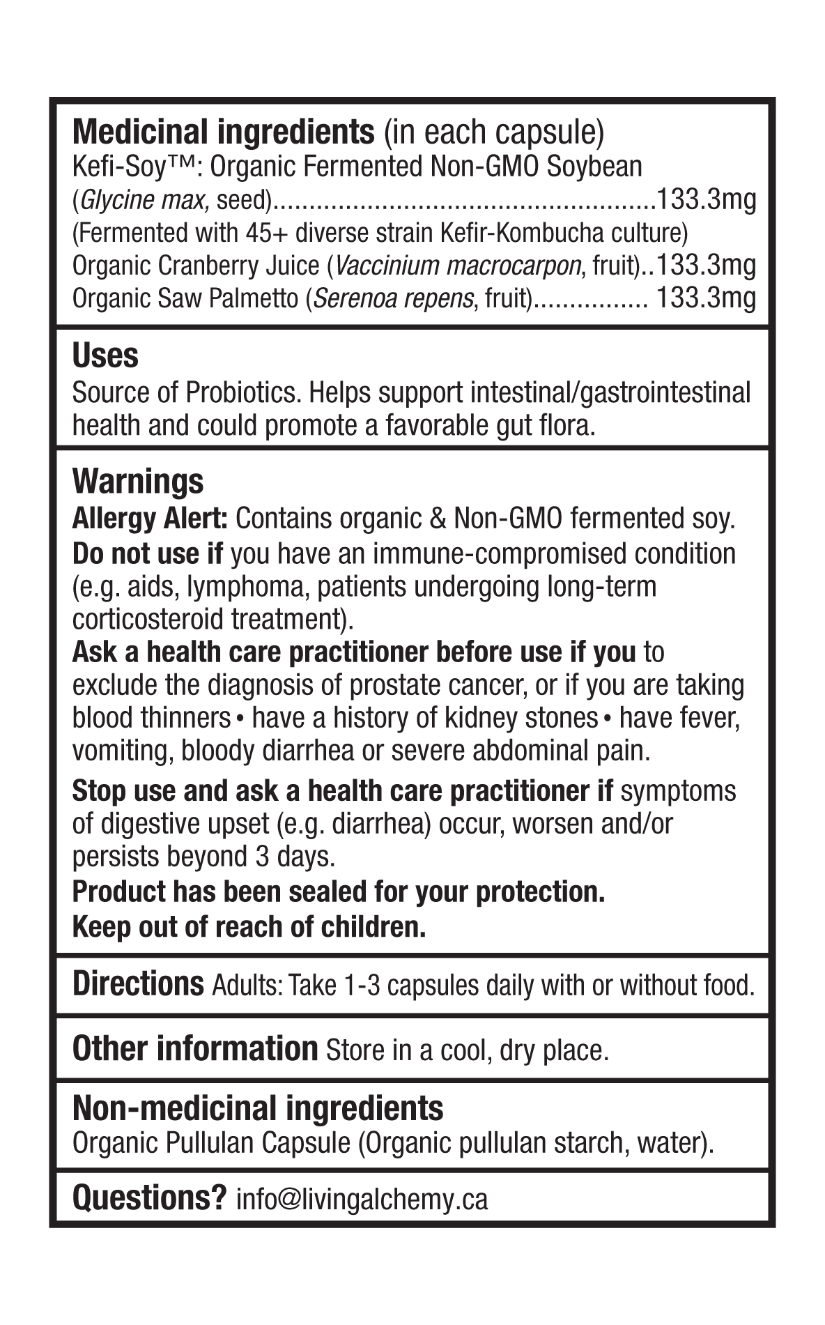 Votre étiquetage de nutrition Votre flore® probiotique homme