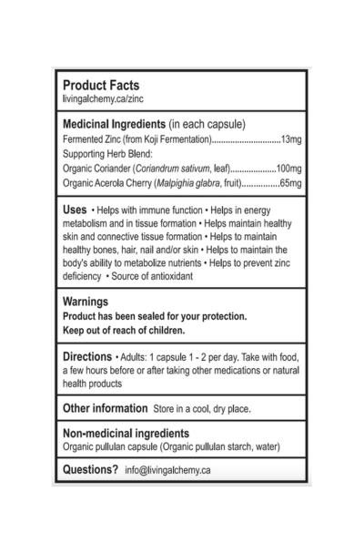 Zinc Nutrition Labelling